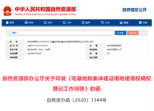 【行业资讯】自然资源部印发《宅基地和集体建设用地使用权确权登记工作问答》的函（附全文）